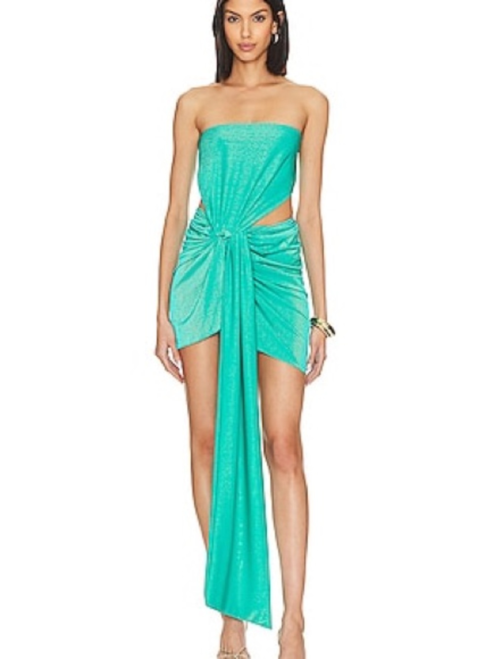 Baobab Collection Strapless Teal Knot-Front Mini Dress - Picture 2 of 8